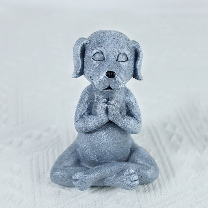 Buddha Stones Mediterende Zen Hond Kat Kikker Decoratie - Meditatiehond 9 cm x 8 cm x 12 cm (180 g) - image 0