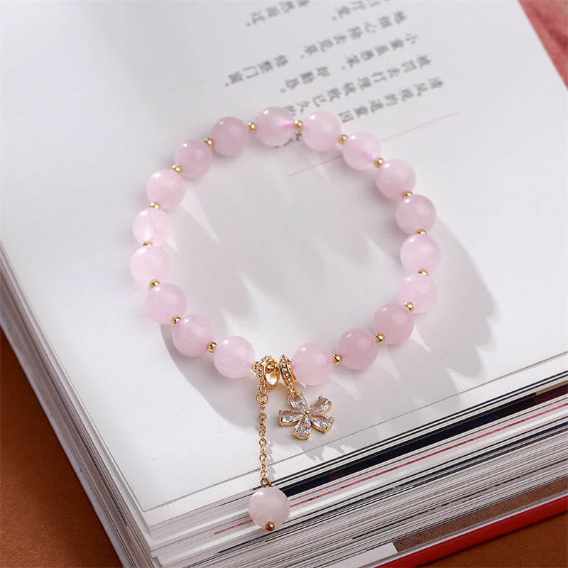 Buddha Stones Natuurlijke roze kristallen Armband met pruimenbloesemmotief - image 1