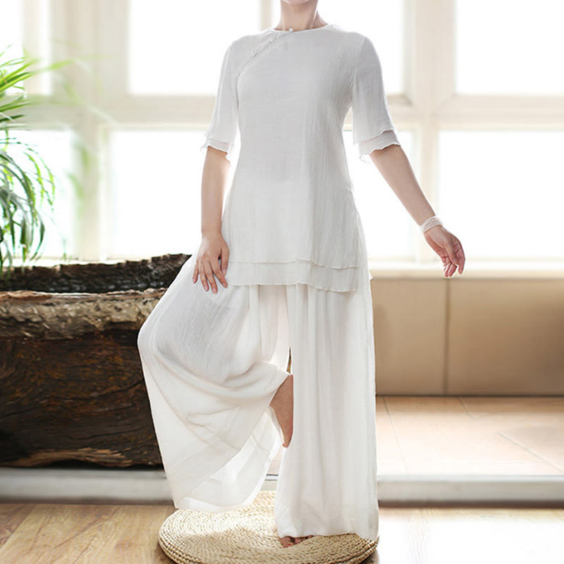 Buddha Stones Vintage Yoga Zen Gebed Spirituele Meditatie Oefening Effen Kleur Kleding Dames Set - image 1