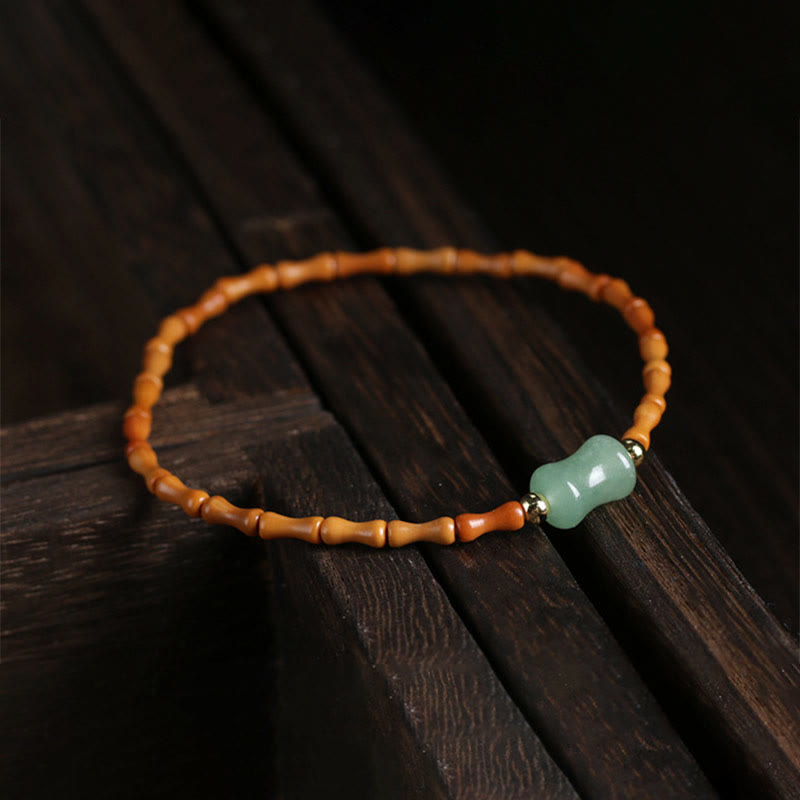 Buddha Stones Natuurlijke olijfpitgroene aventurijn bamboe Armband - image 7