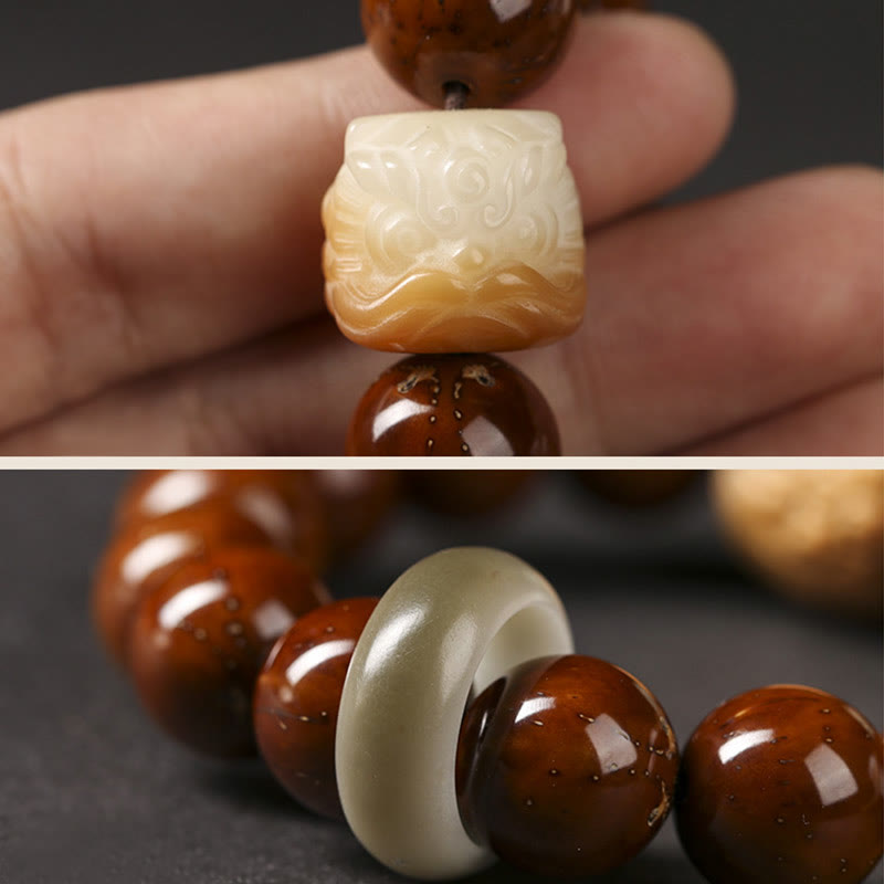 Buddha Stones Paarse Bodhizaad Dansende Leeuw Armband - image 3