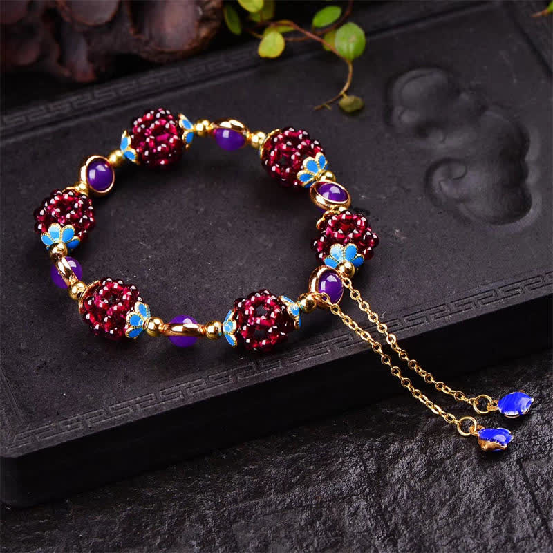 Buddha Stones Tibetaanse granaat Armband voor rust en ontspanning - image 14