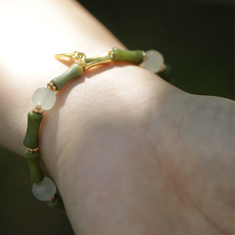 Buddha Stones Groene bamboe jade lelietje-van-de-dalen Armband voor welvaart - image 12