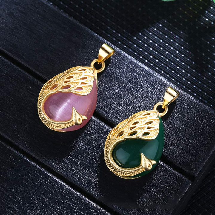 Roze kristalgroene chalcedoon pauw koperen rustgevende liefde Ketting - image 2