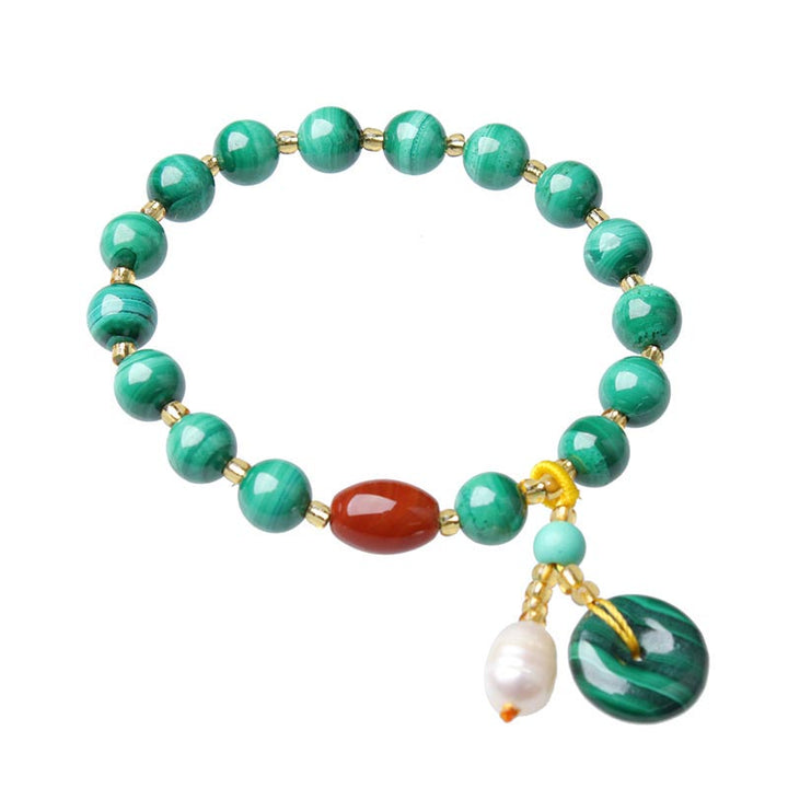 Armband met beschermende bedel van natuurlijke malachiet en rode agaat. - image 5