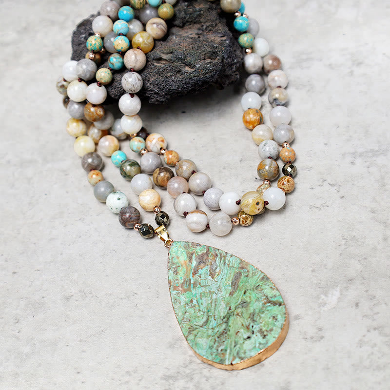 Buddha Stones Natuurlijke oceaan Picasso jaspis kralen helende ketting - image 4