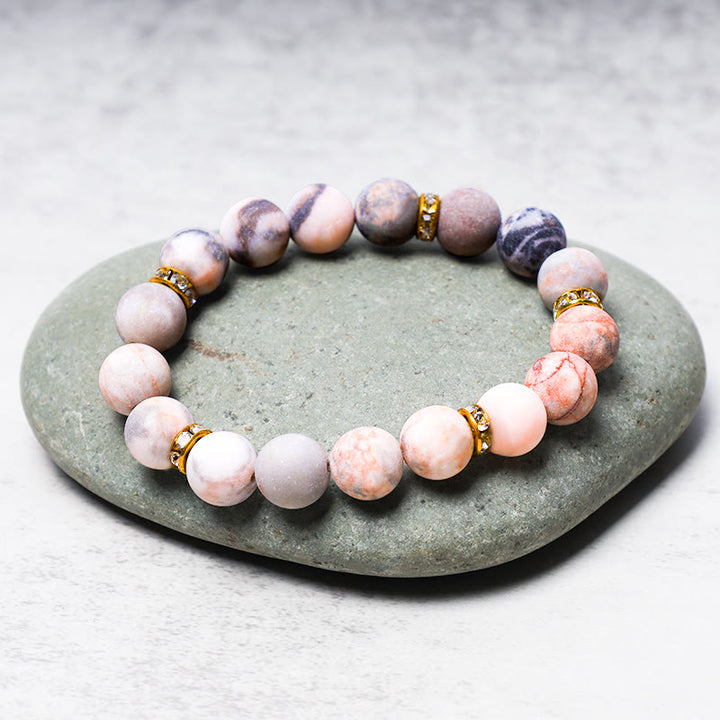 Buddha Stones Armband met zebrajaspis kralen voor het verlichten van angst en stress - image 2
