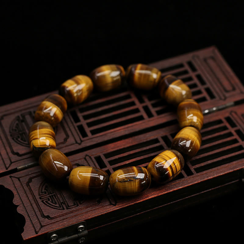 Buddha Stones Armband met natuurlijke tijgeroogsteen voor integriteit en wilskracht - 11* 16mm - image 0