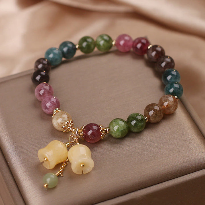 Buddha Stones Natuurlijke kleurrijke toermalijn bloemkralen Armband - image 2