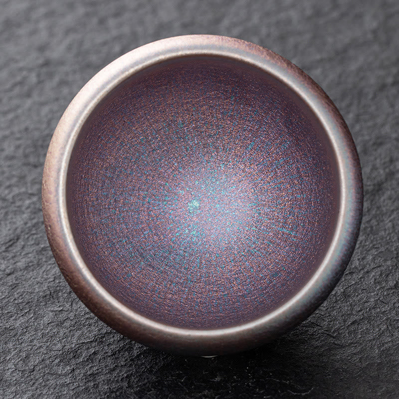 Buddha Stones Vintage paarse regenboog Chinese Jianzhan ovenporseleinen theekopje Kung Fu Theekopje - 9 cm * 6 cm * 140 ml - image 0