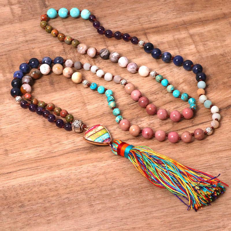 Buddha Stones Tibetaanse turkoois, lazuriet, lapis lazuli, zebra jaspis balans Ketting - image 4
