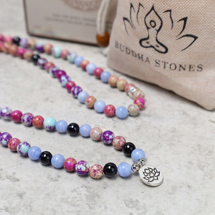 Buddha Stones Natuurlijke paarse Miano echte steen Lotus Mala - image 7