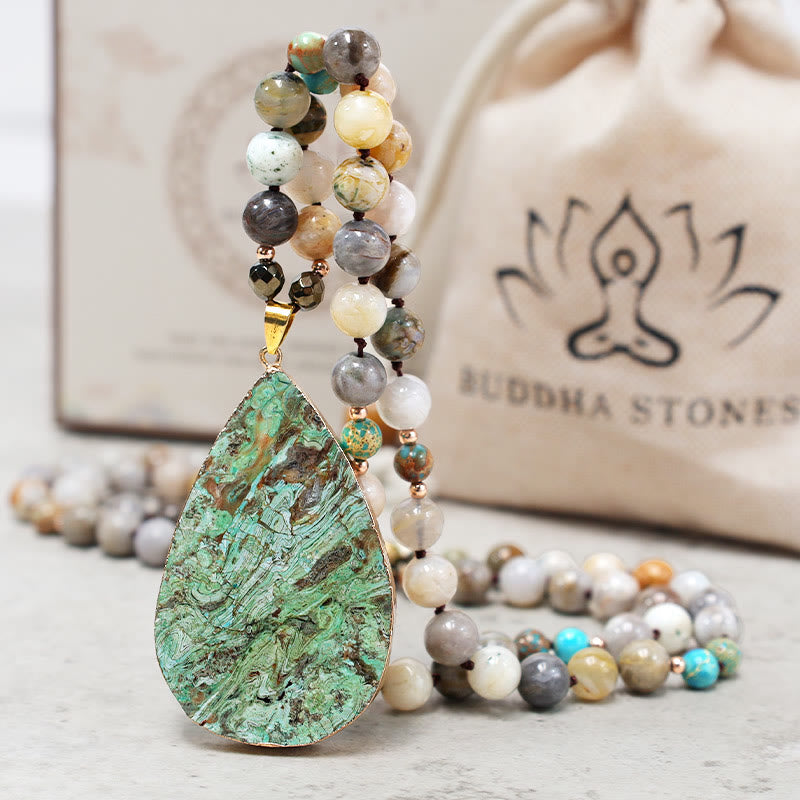 Buddha Stones Natuurlijke oceaan Picasso jaspis kralen helende ketting - image 8