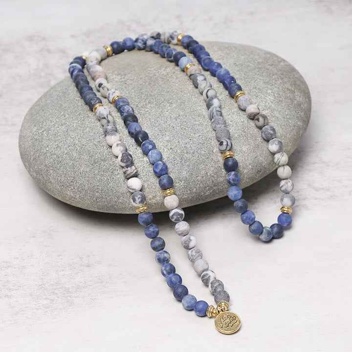 Buddha Stones 108 natuurstenen Mala kralen lotus hanger Armband - image 2