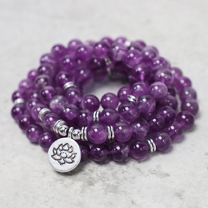 Buddha Stones Natuurlijke amethist zuiveringsmala - Armband - image 2