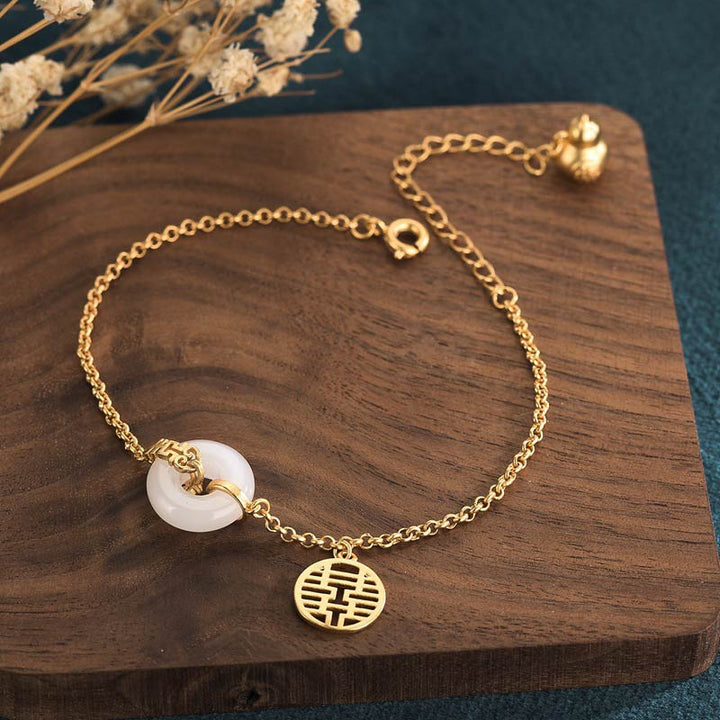 Buddha Stones Witte jade dubbele Armband - Witte Jade - image 0