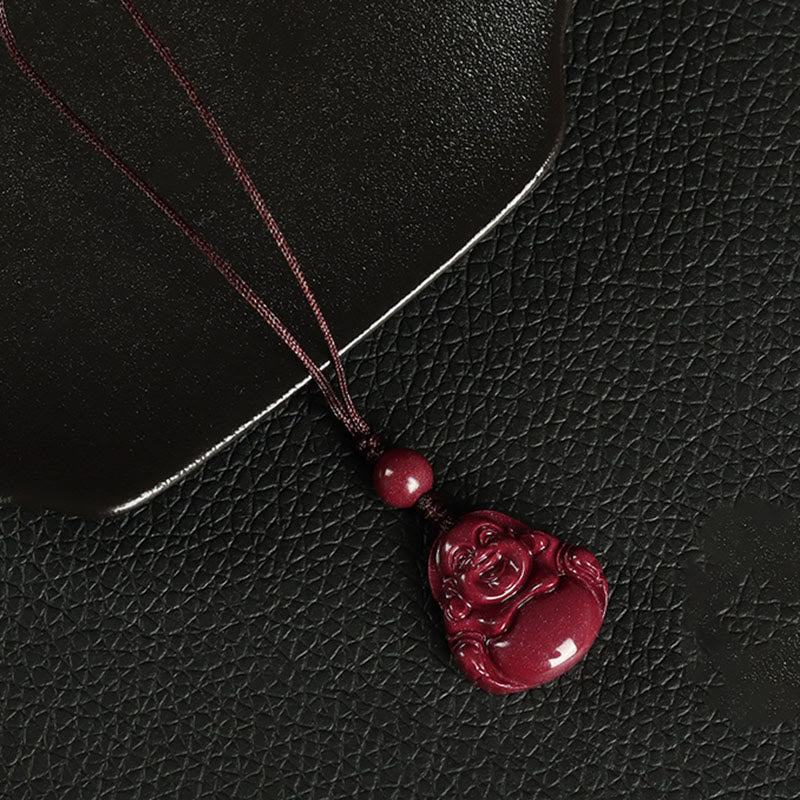 Buddha Stones Lachende Boeddha Cinnaber Ketting Telefoonhanger decoratie Sleutelhanger - Telefoonhanger decoratie - Bruin - image 4