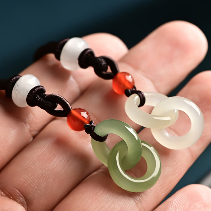 Buddha Stones Natuurlijke Hetian cyaan jade witte jade dubbele vredesgesp succes Ketting - image 9