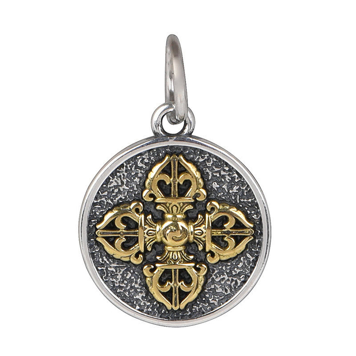 Buddha Stones 925 Sterling Zilveren Dubbele Dorje Vajra Ketting - image 9