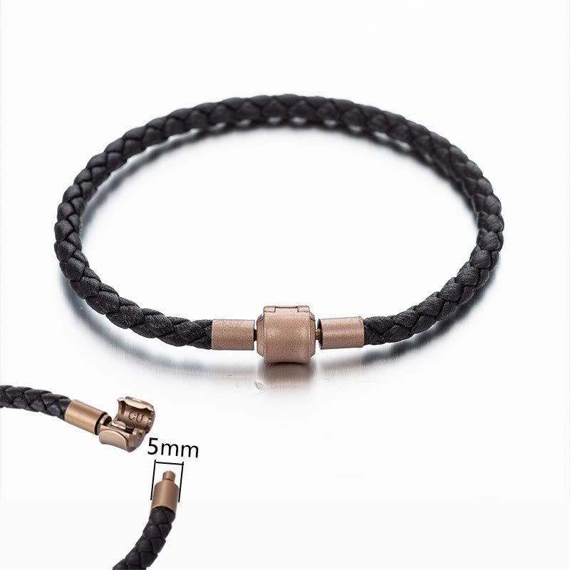 Buddha Stones Armband leren touwarmband met geluksvlechtwerk - 4 mm zwart 20 cm - image 2