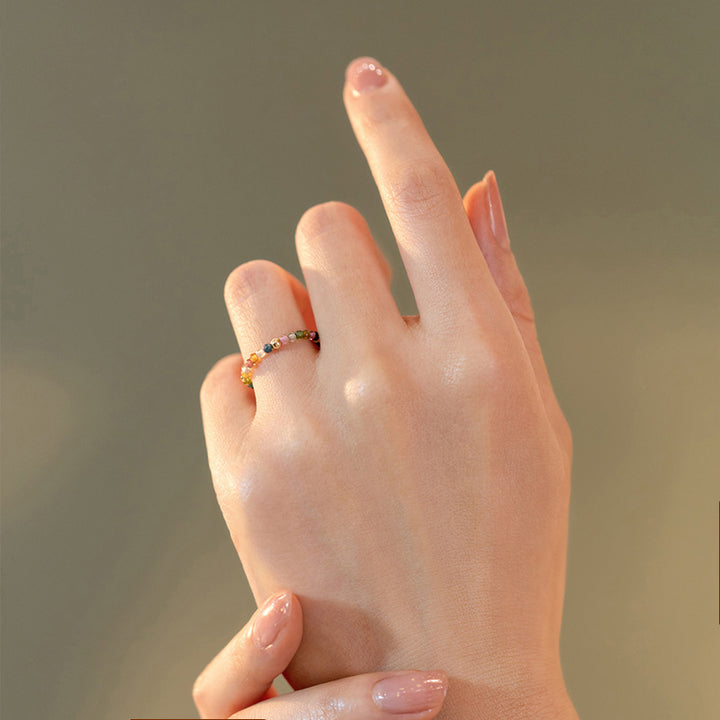 Buddha Stones Natuurlijke toermalijn Ring met positieve liefdesboodschap - image 3