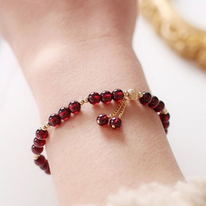 Buddha Stones 14K vergulde legering armband met natuurlijke granaat - image 8