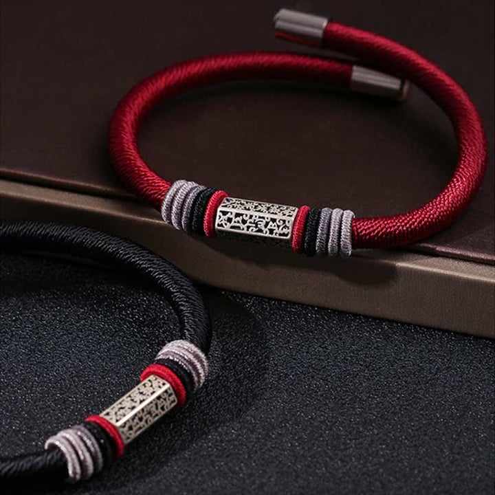 Buddha Stones 925 Sterling Zilveren Om Mani Padme Hum Vrede Rode Koord Armband - image 13