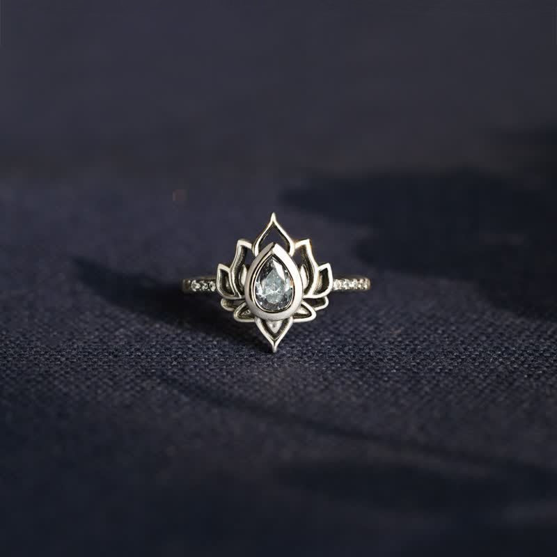 Buddha Stones Sterling zilveren lotus zirkoon zegenende Ring - image 7