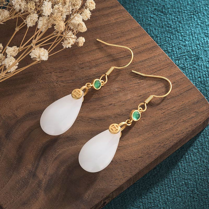 Buddha Stones Feng Shui witte jade Oorbellen - image 17