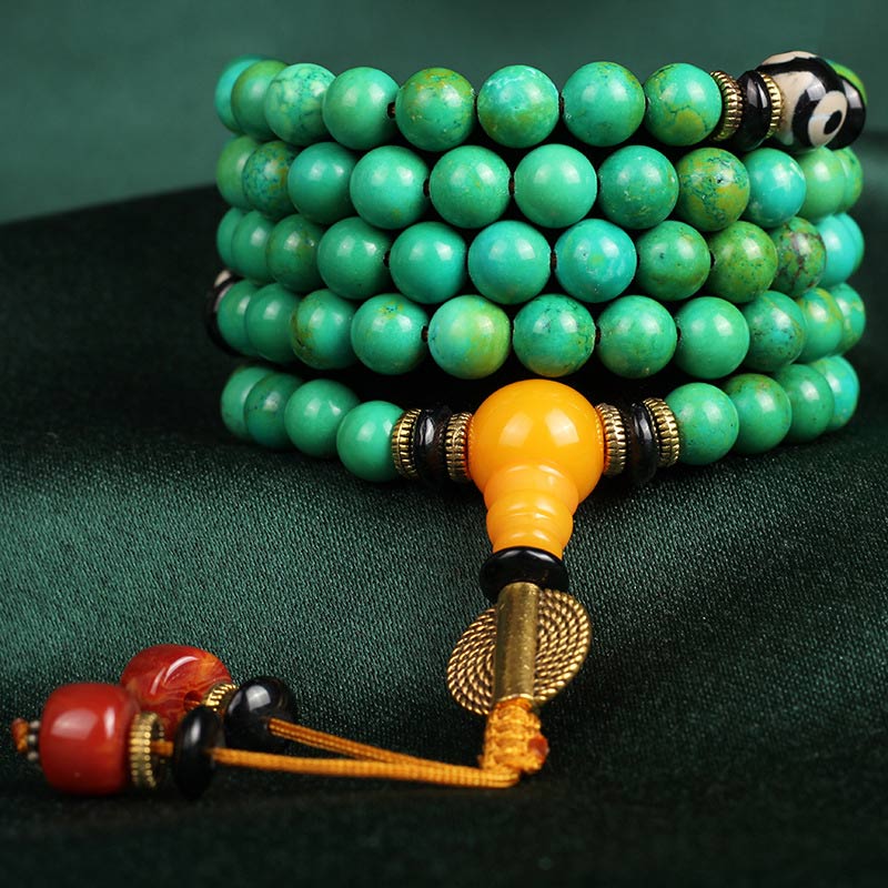 Buddha Stones Tibetaanse turkooizen Mala balans Ketting Armband - image 1