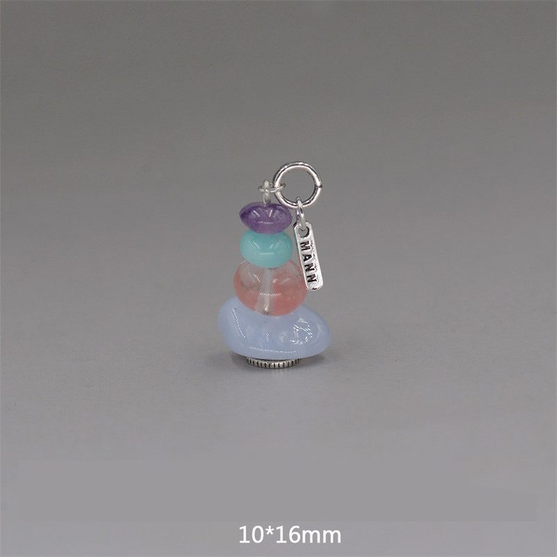 Buddha Stones Zen Cairn Labradoriet Diverse Kristallen Kalmerende Hanger Ketting - Hanger met amethist, amazoniet en blauwe chalcedoon, 10 x 16mm - image 26