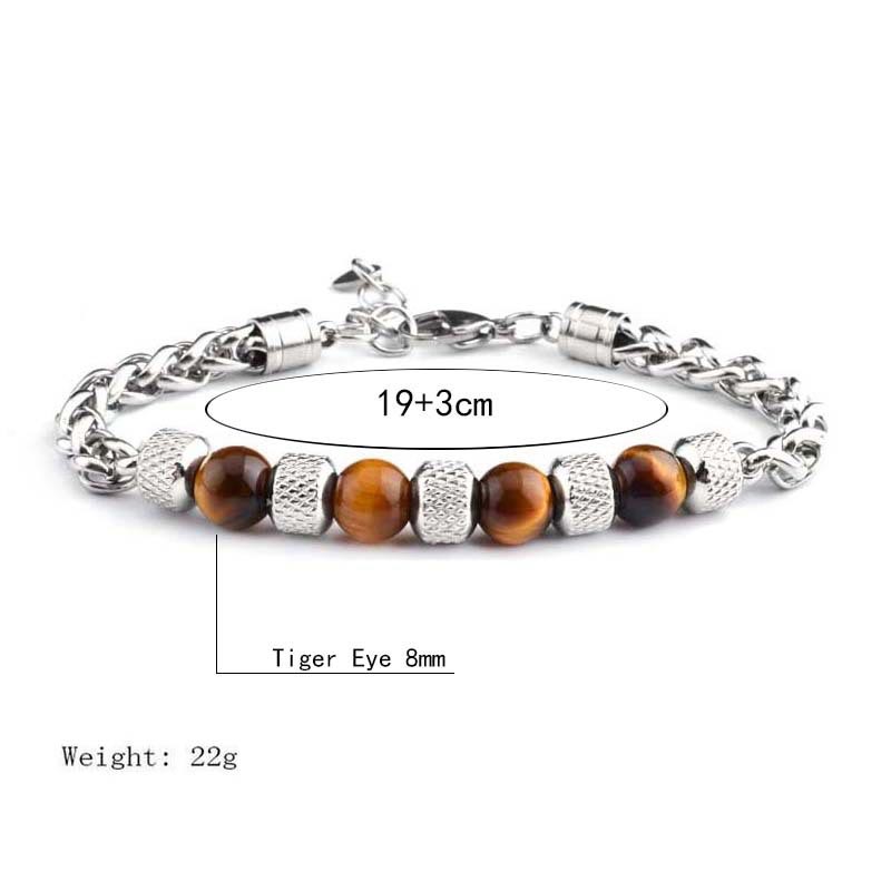 Buddha Stones Armband met zwarte onyx en tijgeroog kralen voor moed - image 3