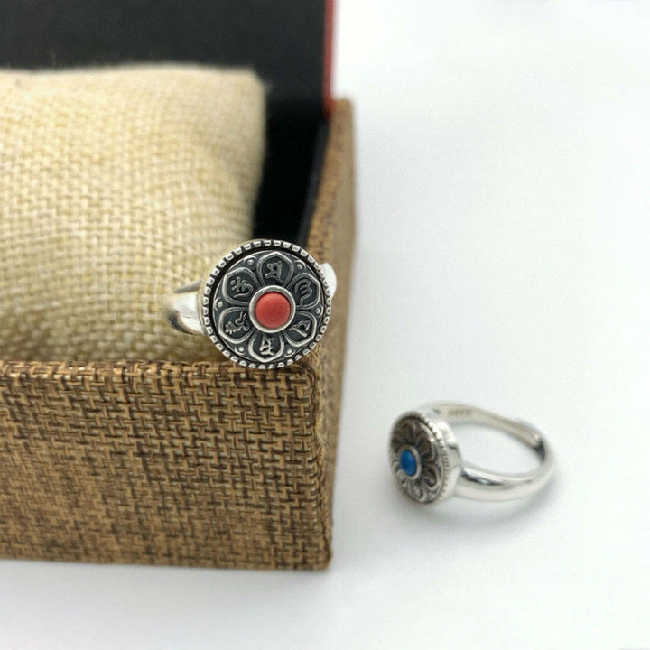 Buddha Stones Tibetaanse Om Mani Padme Hum Peace draaibare Ring - image 21