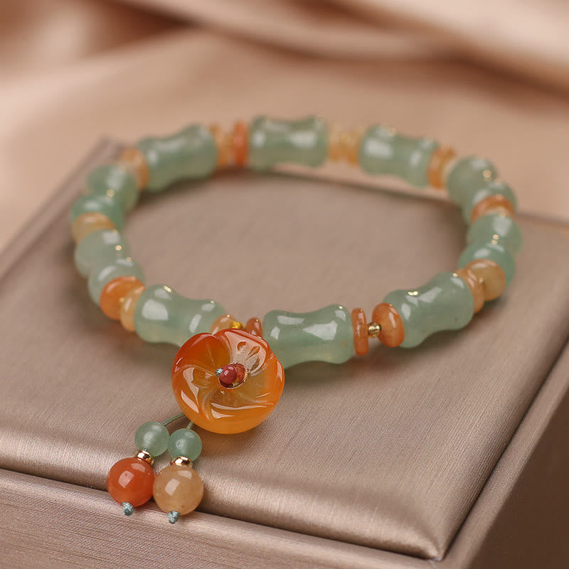 Buddha Stones Armband van natuurlijke jade en bamboe met bloemenpatroon - image 4
