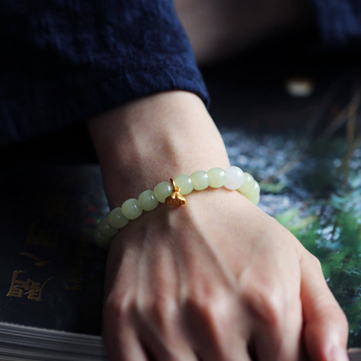 Buddha Stones Verstelbare Armband met jade lotusbloem en overvloed - image 7