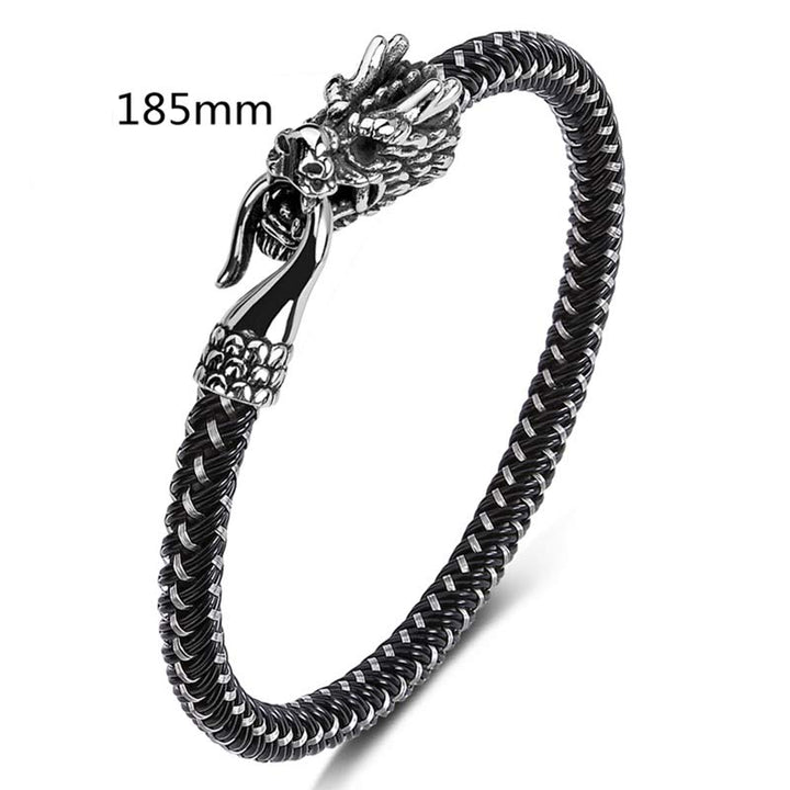 Buddha Stones Armband van titaniumstaal ter bescherming en geluk - Zwart-wit - 185 mm - image 12