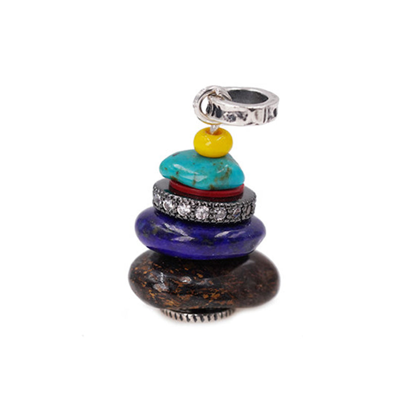 Buddha Stones Zen Cairn Labradoriet Diverse Kristallen Kalmerende Hanger Ketting - Hanger met Picture Jasper &amp; Lazuriet 10* 16mm - image 34