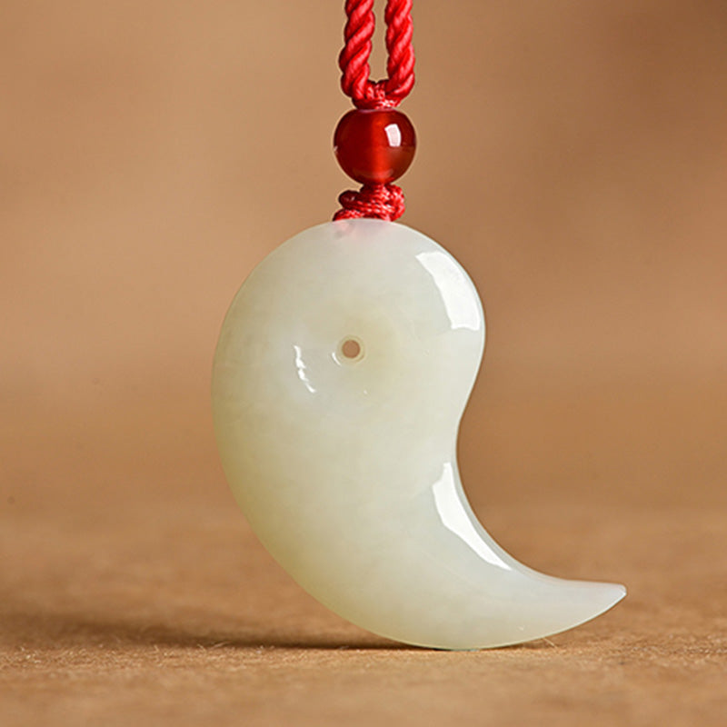 Buddha Stones Yin Yang witte jade cyaan jade beschermingsketting met Ketting - image 7