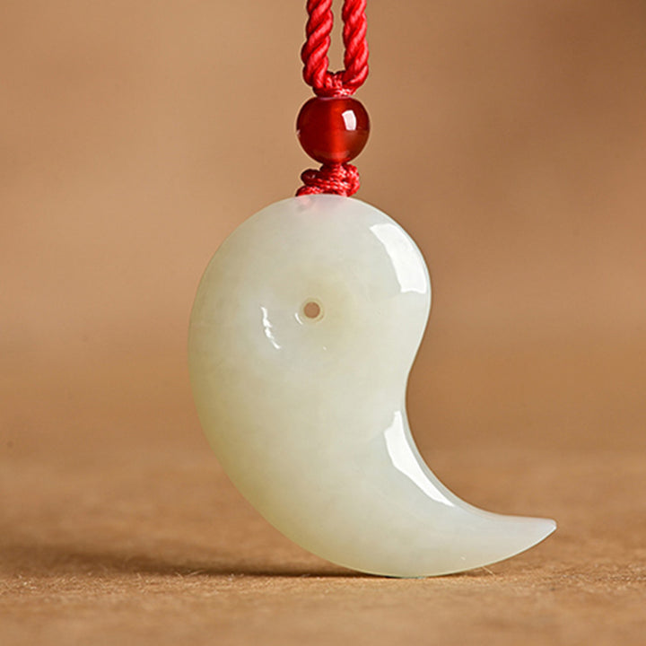 Buddha Stones Yin Yang witte jade cyaan jade beschermingsketting met Ketting - image 7