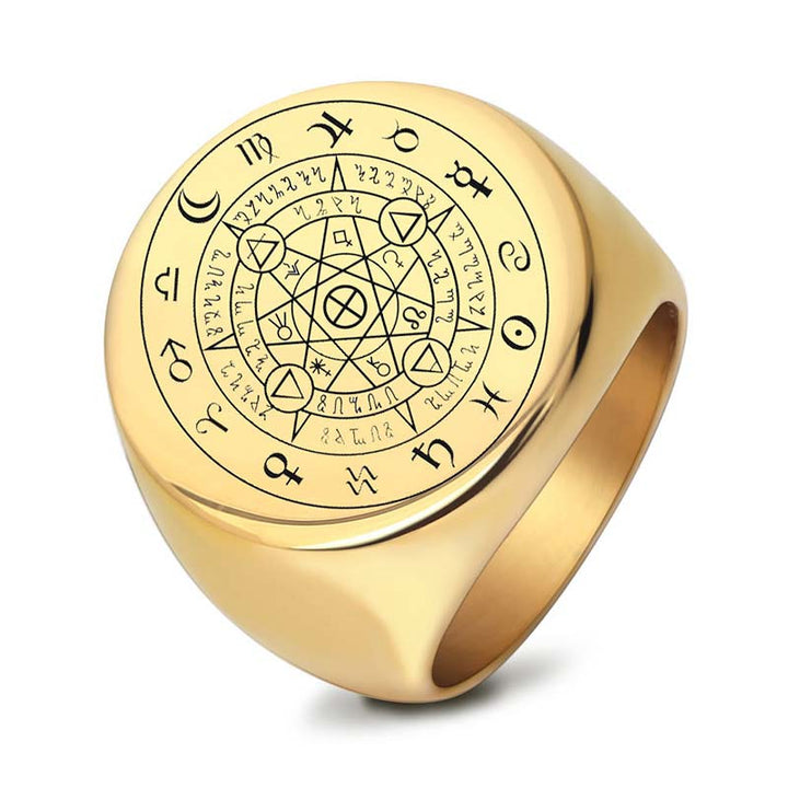 Buddha Stones Ring ter bescherming en zegening van de 12 sterrenbeelden van de dierenriem - Goud - US12 - image 0