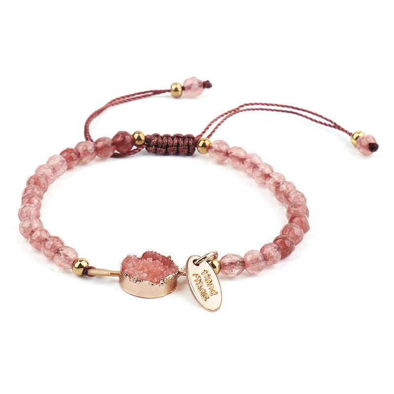 Buddha Stones Armband met natuurlijke kristallen bedeltjes - Aardbeikwarts - image 0