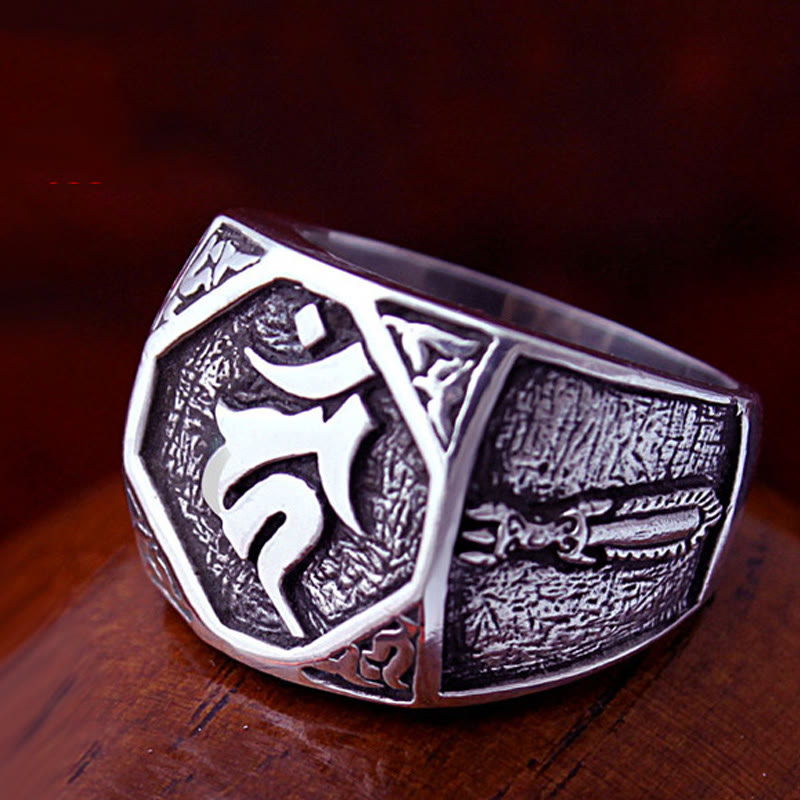 Buddha Stones Verstelbare Ring van 925 sterling zilver met gegraveerd Sanskriet-motief ter bescherming. - image 16