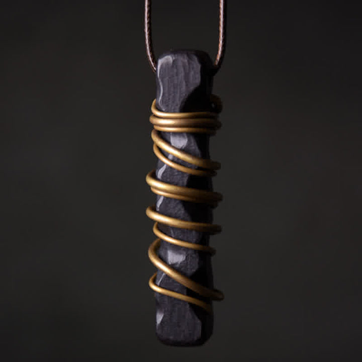 Buddha Stones Halskettinghanger van Tibetaans ebbenhout en messing met balans- en Ketting - image 0