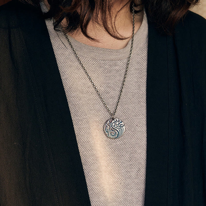Buddha Stones Ketting van 990 sterling zilver met het Yin Yang-symbool voor water- en vuurbalans. - image 8