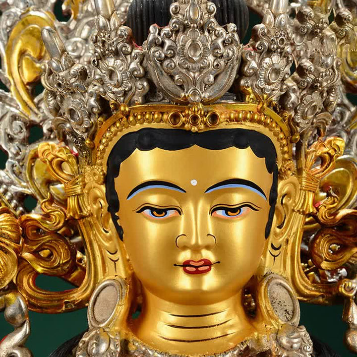 Buddha Stones Bodhisattva Groene Tara Hoop Koperen Beeld Decoratie - image 9
