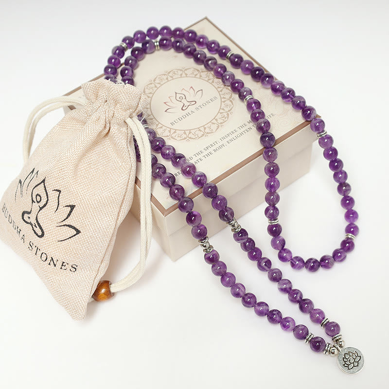 Buddha Stones Natuurlijke amethist zuiveringsmala - Armband - image 7