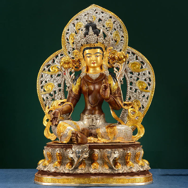Buddha Stones Bodhisattva Groene Tara Hoop Koperen Beeld Decoratie - image 1