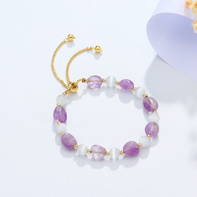 Buddha Stones Amethist roze kristal zwarte rutielkwarts Armband voor spiritueel bewustzijn - Amethist (Innerlijke rust ♥ Genezing) - image 0