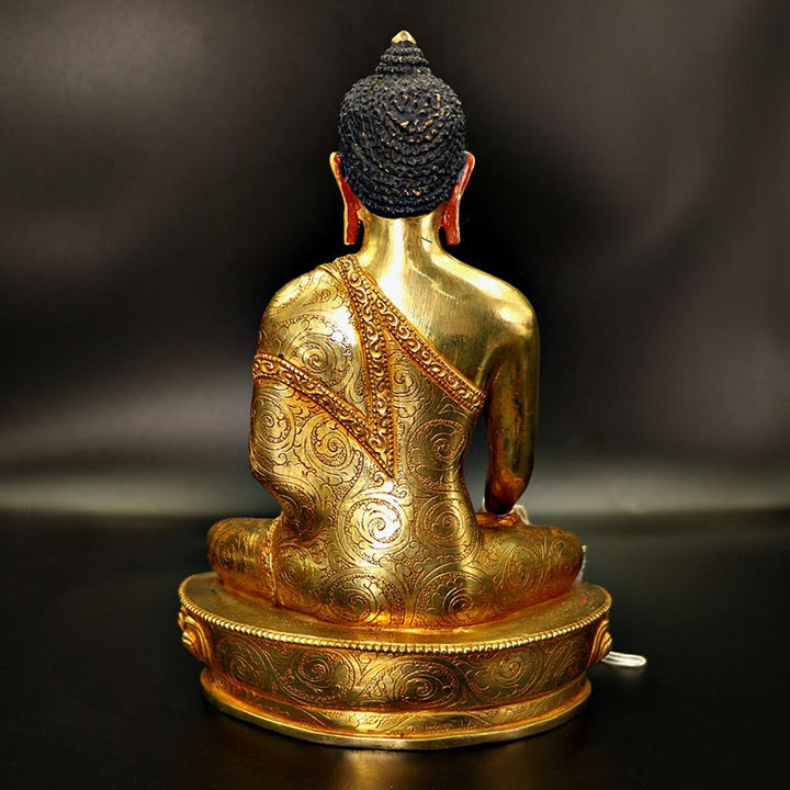 Buddha Stones Boeddha Shakyamuni, Medicijn Boeddha, Mededogen, Beeldje van Koper en Verguld - image 8
