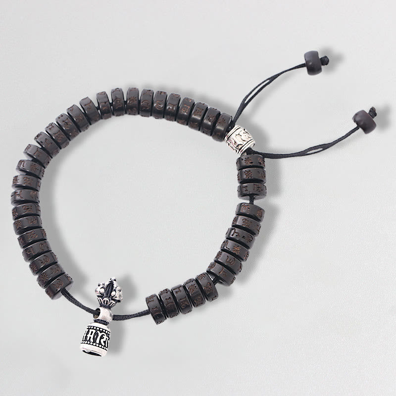 Buddha Stones Tibetaanse kokosnootschaal gegraveerd Om Mani Padme Hum Dorje Vajra bel Armband - Kokosnootschaal (Geluk♥Positiviteit) - image 0